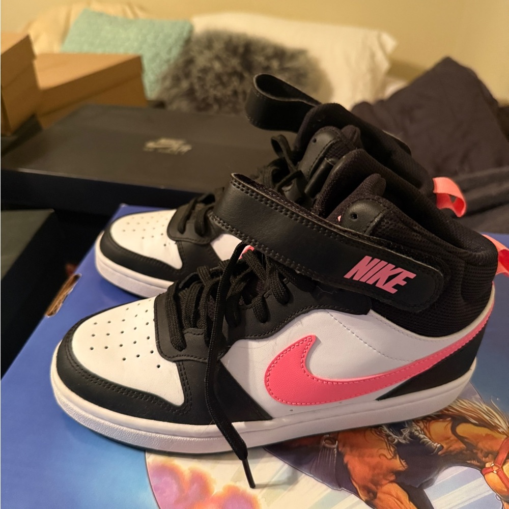 Nike Kids' Black and Pink High-Top Sneakers